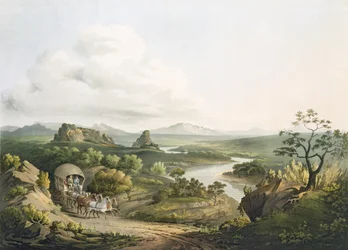 Een Uitzicht nabij de Roode Sand Pas bij de Kaap de Goede Hoop, gegraveerd door J. Bluck, 1809