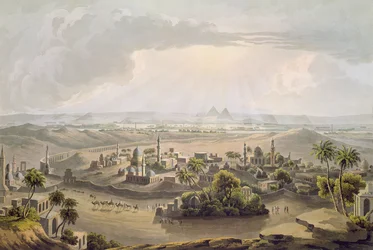 De piramides van Caïro, gegraveerd door Daniel Havell (1785-1826) 1809
