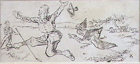 De aangevallen golfer, illustratie uit 