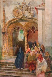 Zuiddeur van de Matriz Kerk, Ponta Delgada, ca. 1899