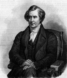Portret van François Arago (1786-1853), Franse astronoom, natuurkundige en politicus. (Van het schilderij van Henri Scheffer). Gravure in 