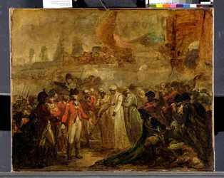 De Overgave van de Twee Zonen van Tipu Sahib (1749-99), Sultan van Mysore, aan Sir David Baird, c.1800