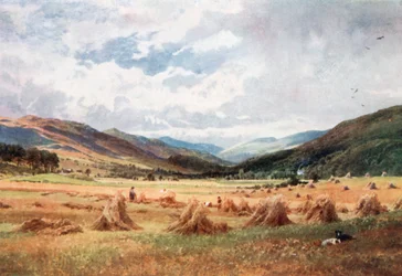 Uitzicht op Glen Lochy bij Killin, Perthsire (kleurenlitho)