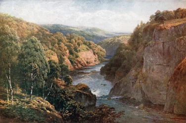 De Glasrivier bij Schoonheid, Inverness-Shire (kleurenlitho)