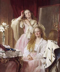 Emma en Federica Bankes van Soughton Hall, door Henry Tanworth Wells