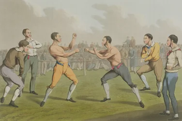Een Prijsgevecht, geaquarelleerd door I. Clark, uitgegeven door Thomas McLean, 1820