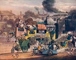 De Vooruitgang van Stoom - Een uitzicht in White Chapel Road, 1905