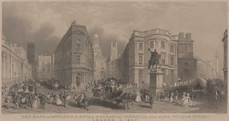 De Bank of England en Royal Exchange, Cornhill
