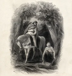 Koning Cormac (gest. 1138) en de Schone Eithne, gegraveerd door J.Rogers, uit 