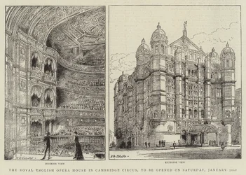 Het Royal English Opera House in Cambridge Circus, te openen op zaterdag 31 januari