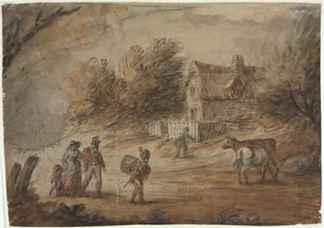 Landschap met soldaten