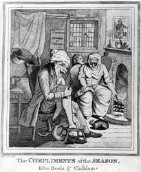De complimenten van het seizoen, Kibe Heels en Chilblains, ca.1785