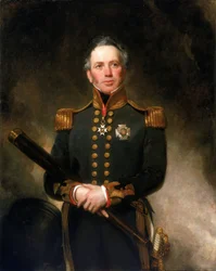 Portret van Schout-bij-Nacht Sir Edward Brace (ca. 1769-1843), die zich onderscheidde in de Britse marine aan de Middellandse Zee tijdens de Franse (1792-1802) en Napoleontische (1803-1815) Revolutionaire Oorlogen