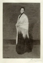 Dame met witte sjaal