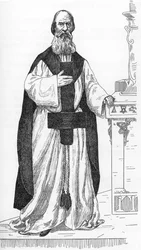 Portret van Pierre Eugène Vintras (1807-1875) (Pierre-Michel-Élie), een arbeider die beweerde de reïncarnatie van de profeet Elia te zijn. Tekening door Henry de Malvost uit 