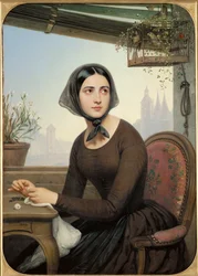 Rigolette tijdens de afwezigheid van Germain (schilderij op doek)