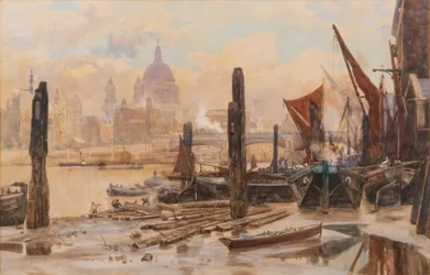 Afgemeerde Thames-bakken; St Paul