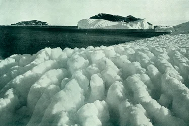 Spraykammen van ijs na een sneeuwstorm, c1910-1913, 1913
