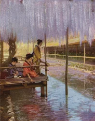 Onder de paarse Wisteria (foto)