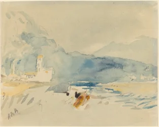 Een landschap met bergen en een stroom