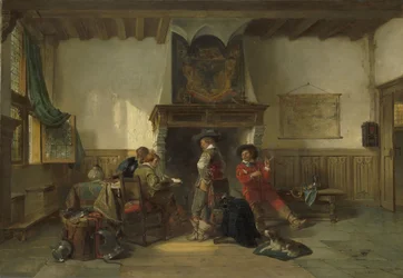 Soldaten in een wachtkamer