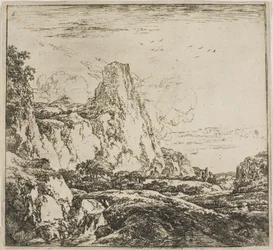 Het bruggetje bij de rots, uit de serie Landschappen