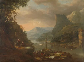 Riviergezicht in een bergachtige streek, ca. 1667 (olieverf op doek)