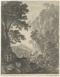 Berglandschap met waterval