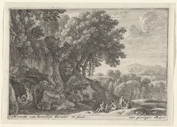 Saters rond het vuur in een grot Landschappen met saters (series title)