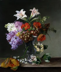 Stilleven met bloemen. Schilderij van Hermania Neergaard (1799-1875) Privécollectie