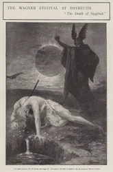Het Wagner Festival in Bayreuth: de Dood van Siegfried (litho)