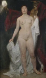 Vrouwelijk naakt met de dood als vanitasallegorie