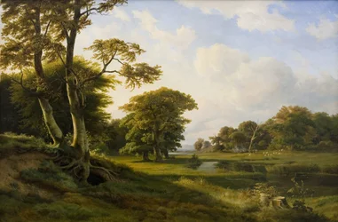 Boslandschap bij Hellebæk. Herfst