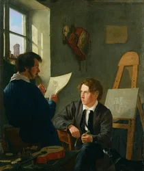 Hermann Kauffmann en Georg Haeselich (1806-94) in Kauffmanns studio in München, 1830