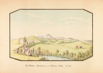 De Wichita Mountains vanaf Medicine Bluff, Indiaans Territorium