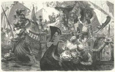 Catherine Cornaro vertrekt vanuit Venetië om koningin van Cyprus te worden, 1472