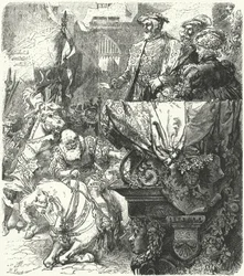 Hertog Ulrich van Württemberg vernedert zich voor de Heilige Roomse Keizer Karel V, 1548