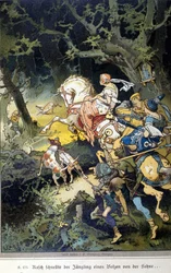 Illustratie van Vogel voor een verhaal van de broers Jacob (1785-1863) en Wilhelm (1786-1859) Grimm