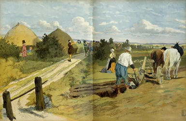 Boeren zagen de passage van plunderaars en rovers gevangen door het koninklijke leger van Hendrik IV. Illustratie