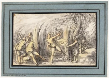 Nimfen achtervolgd door saters