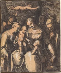 De Heilige Familie met Heiligen [recto]