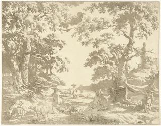 Arcadisch landschap met Janusbeeld