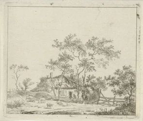Boerderij met vier schapen