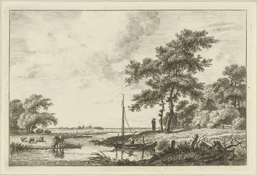 Landschap met schuitje