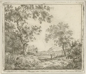 Landschap met tekenaar en wandelaar Zes landschappen (series title)