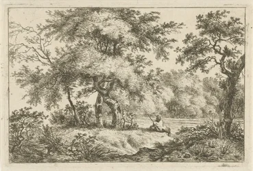 Rustende man in bos