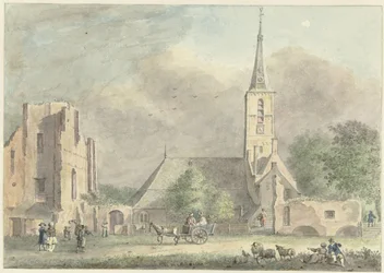 Kerk en ruïne van de abdij te Rijnsburg