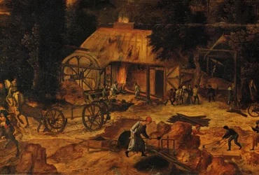 Kopermijn, detail (olieverf op hout)
