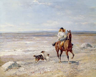 Ponyrit op het strand