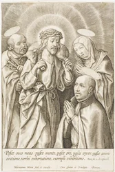 Ignatius van Loyola knielend voor Christus, de Maagd en de heilige Petrus